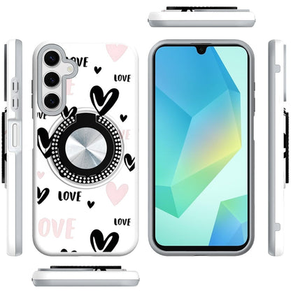 For Samsung Galaxy A16 5G Pattern Design Hybrid with Invisible Ring Stand & Magnetic Back, Shockproof Protective Grip Case Cover