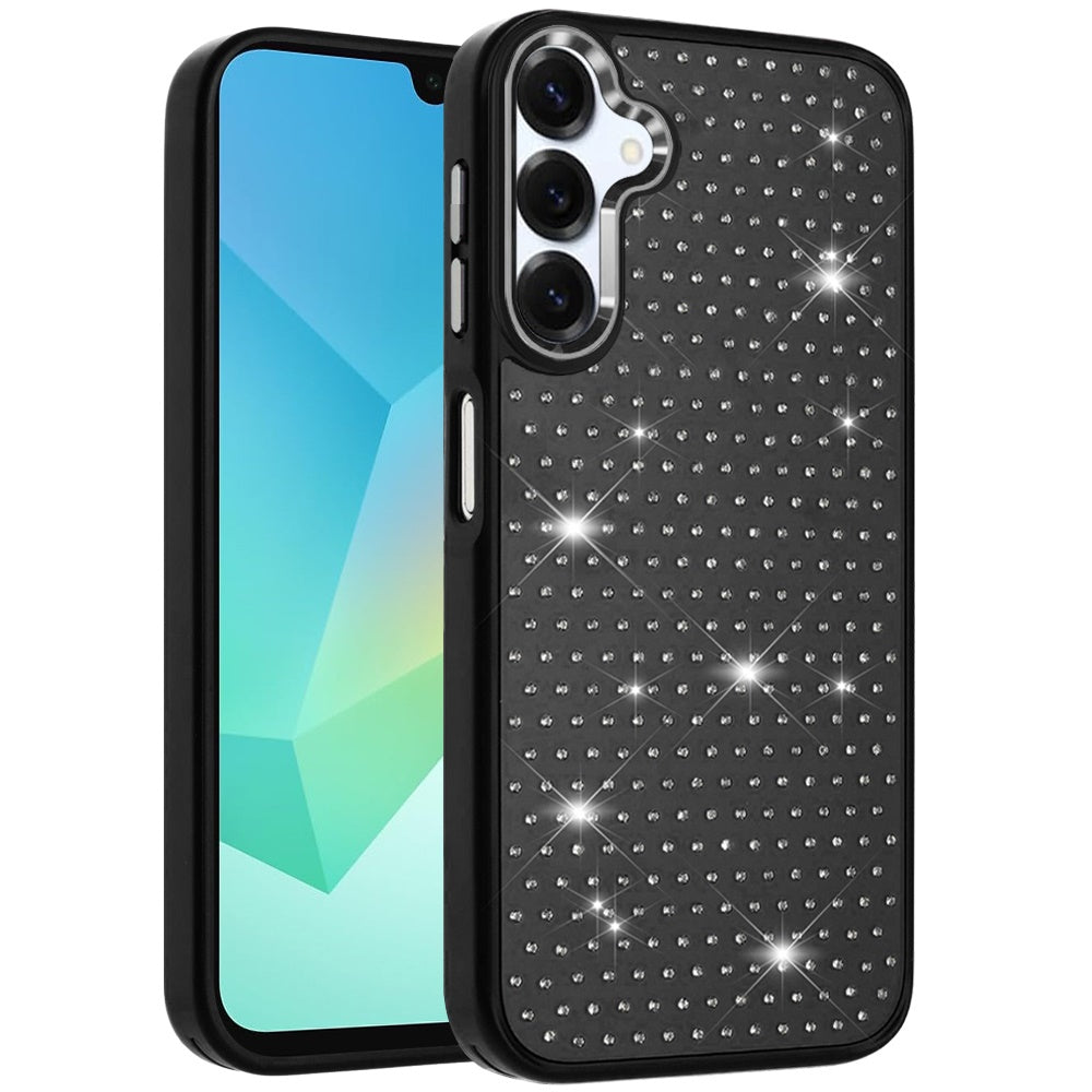 For Apple iPhone 17 (6.3") Bling Diamond Metallic, Full Sparkle Chrome Edged Hybrid Protective Shockproof Case Cover Cosmic Orange
