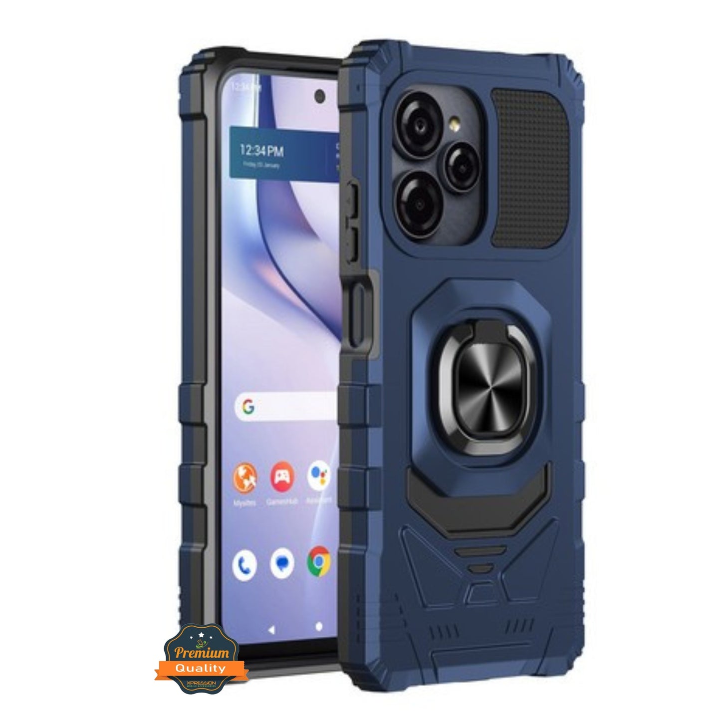 For AT&T Propel 3 Hybrid Magnetic Car Mount Ring Kickstand Stand Holder Full-Body Armor Protective [Military Grade] Case Cover