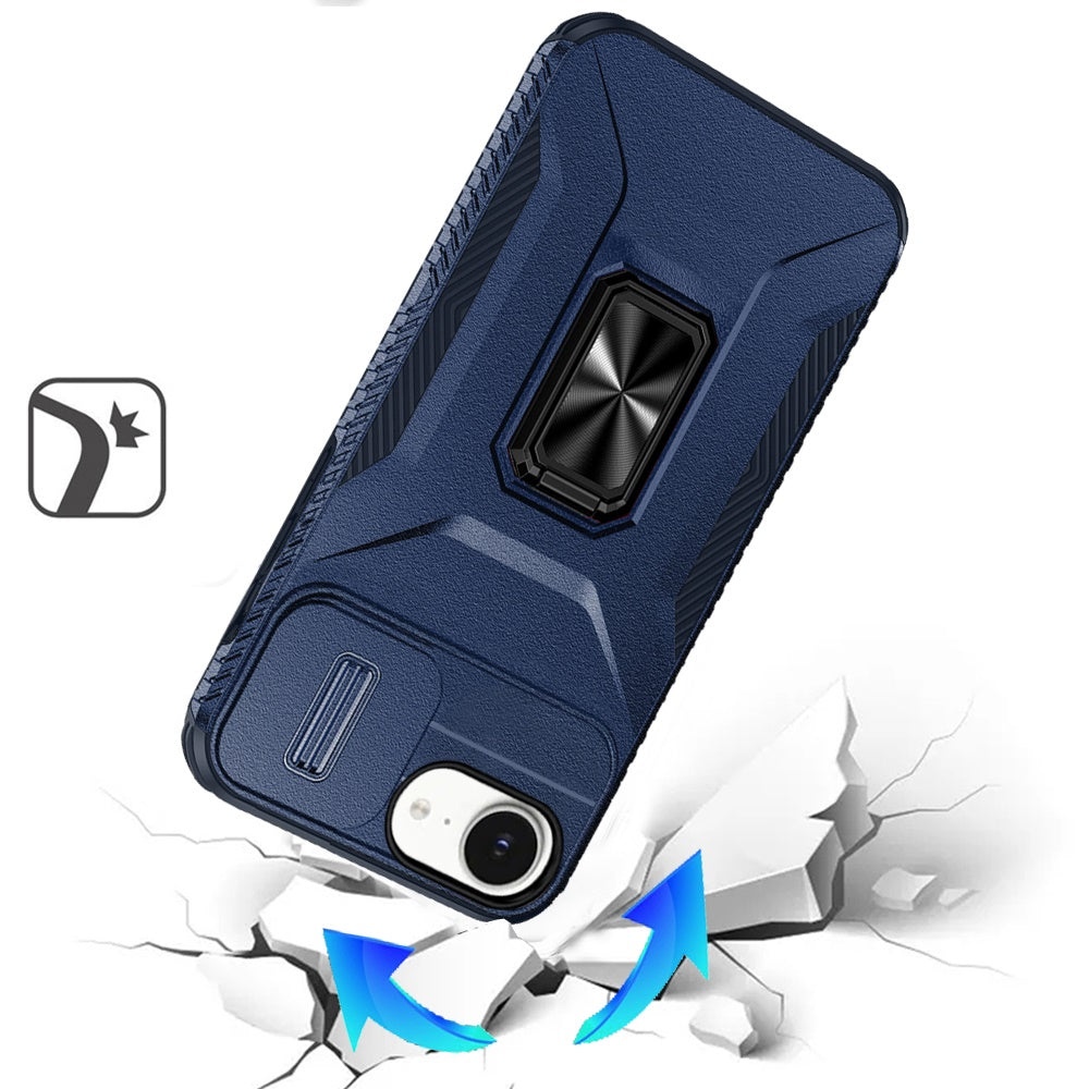 For Apple iPhone 17E /16E Case, Camera Cover with Magnetic Rotation Ring Stand, Military Grade Hybrid Hard TPU Shockproof Case Cover