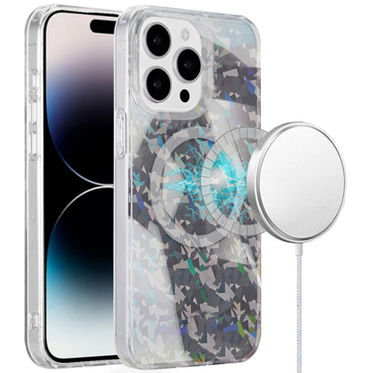 For Apple iPhone 13 Pro Max Double Layer IMD Magnetic Hybrid Shockproof Protection Anti Scratch Durable Design Secure Grip Slim Profile Compatible Design Case Cover Smoke Diamond Holographic