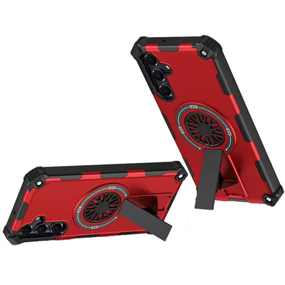 For Samsung Galaxy A17 5G Texture Design Invisible Kickstand Case, MagSafe Compatible Hybrid Shockproof Cover, Car Mount Friendly Case Cover