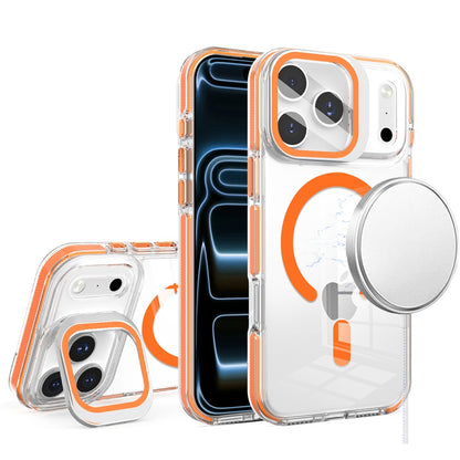 Phone Case for Apple iPhone 17 Pro Magnetic Transparent Tough Hybrid Camera Guard Stand Shockproof Color Edge Rugged Grip Durable Cover Cosmic Orange