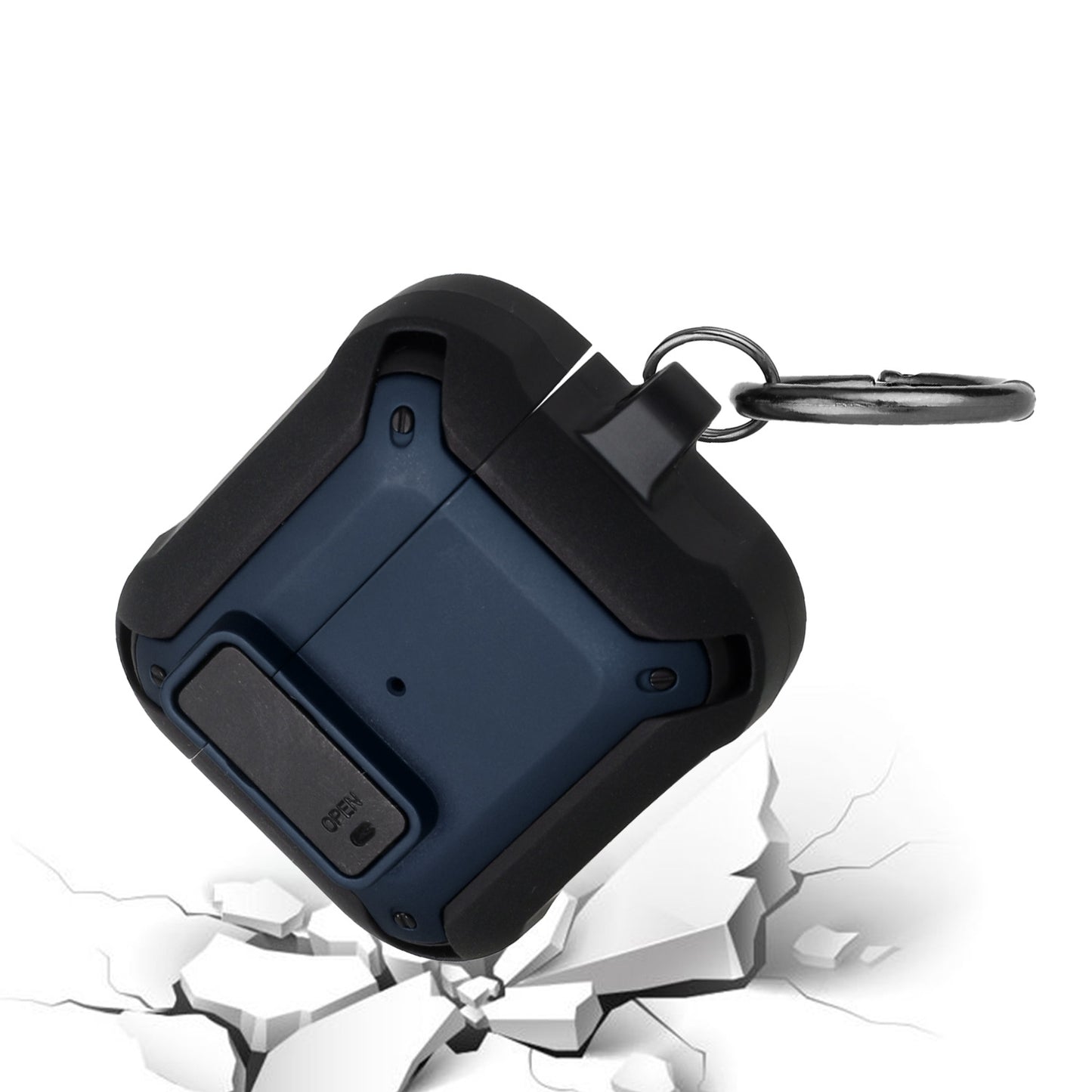 For Apple Airpods 4 ShockProof Hybrid With Metal Hook Carabiner & Switch Closure Full-Body TPU Rugged Protective Case Cover