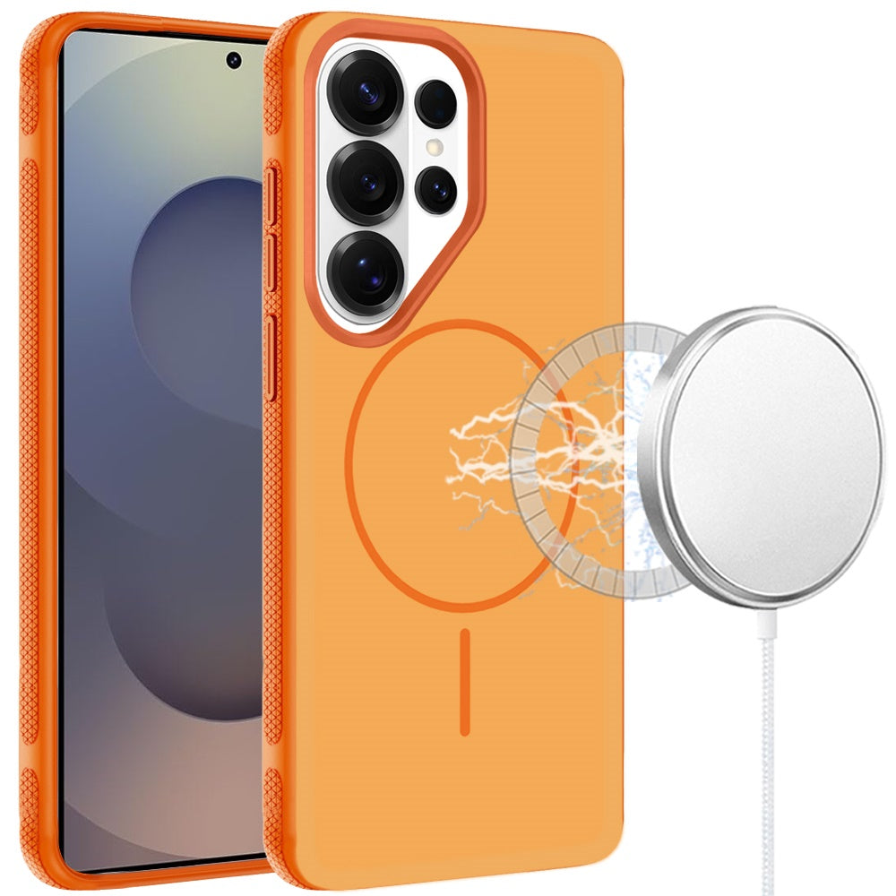 For Samsung Galaxy S25 Ultra Super Magnetic Premium Edged Core Matte Thick Hybrid Drop Protection Shockproof Design Case Cover Cosmic Orange