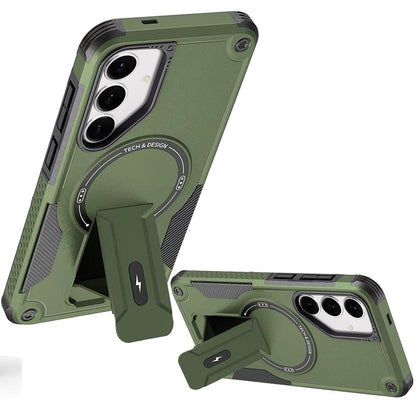 For Samsung Galaxy S25 FE /S25 Fan Edition Magnetic Invisible Kickstand Holder with Magsafe, Slim Fit Shockproof Hybrid Military Grade Heavy Duty Case Cover Midnight Green