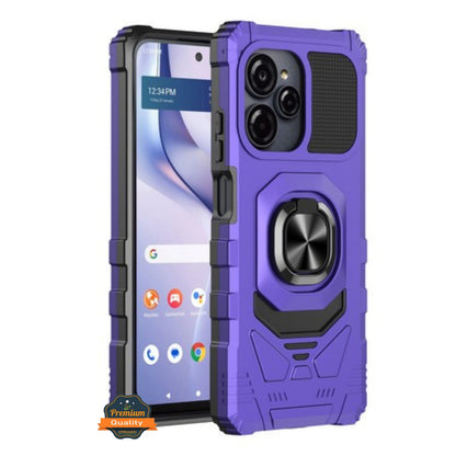 For Motorola Moto G Power 5G 2026 Hybrid Magnetic Car Mount Ring Kickstand Stand Holder Full-Body Armor Protective [Military Grade] Case Cover Purple