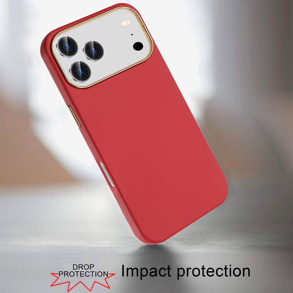 For Apple iPhone 17 Pro Hybrid Armor Shockproof, Durable Bumper Rubber Gummy Gel Slick Hard PC Silicone TPU Case Cover Red