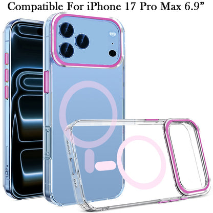 For Apple iPhone 17 Pro Max Clear Transparent Case Matching Circle Design, Hybrid TPU Hard Shell, Support Magsafe Charger Case Cover