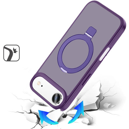 For Apple iPhone 17 Air (6.6") Magnetic Circle Back with Ring Stand Full Rotation Matte Hybrid Shockproof Case Cover
