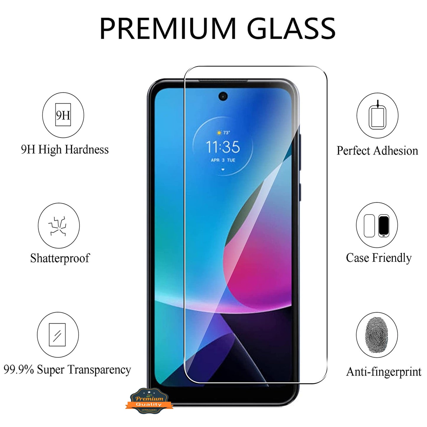For Cricket Outlast 5G (2024) Tough Shock Absorption Hybrid Dual Layer Hard PC TPU Rubber with Screen Protector Tempered Glass Case Cover