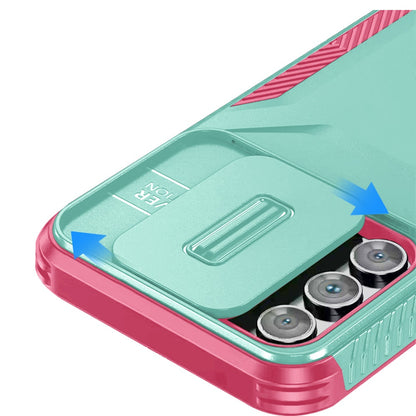 For Samsung Galaxy A17 5G Slim Fit Shockproof Hybrid with Slide Camera Window Covering, Rugged Tpu Silicone Hard PC Bumper Case Cover Rose Gold