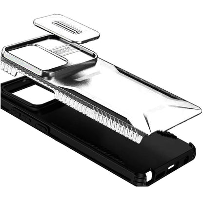 For Motorola Moto G Stylus 5G 2025 Slim Fit Shockproof Hybrid with Slide Camera Window Covering, Rugged Tpu Silicone Hard PC Bumper Case Cover Silver