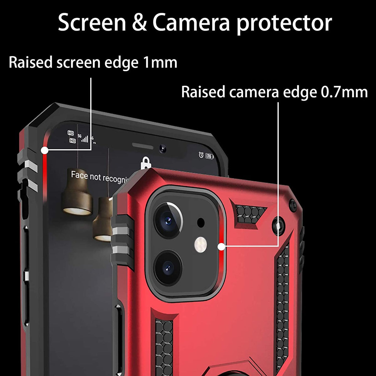 For Motorola Razr+ 2025, Motorola Razr+ Plus (2025) Shockproof Hybrid Dual Layer PC + TPU with Metal Ring Kickstand Heavy Duty Armor Shell Case Cover Red