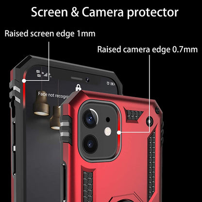 For Motorola Razr+ 2025, Motorola Razr+ Plus (2025) Shockproof Hybrid Dual Layer PC + TPU with Metal Ring Kickstand Heavy Duty Armor Shell Case Cover Red