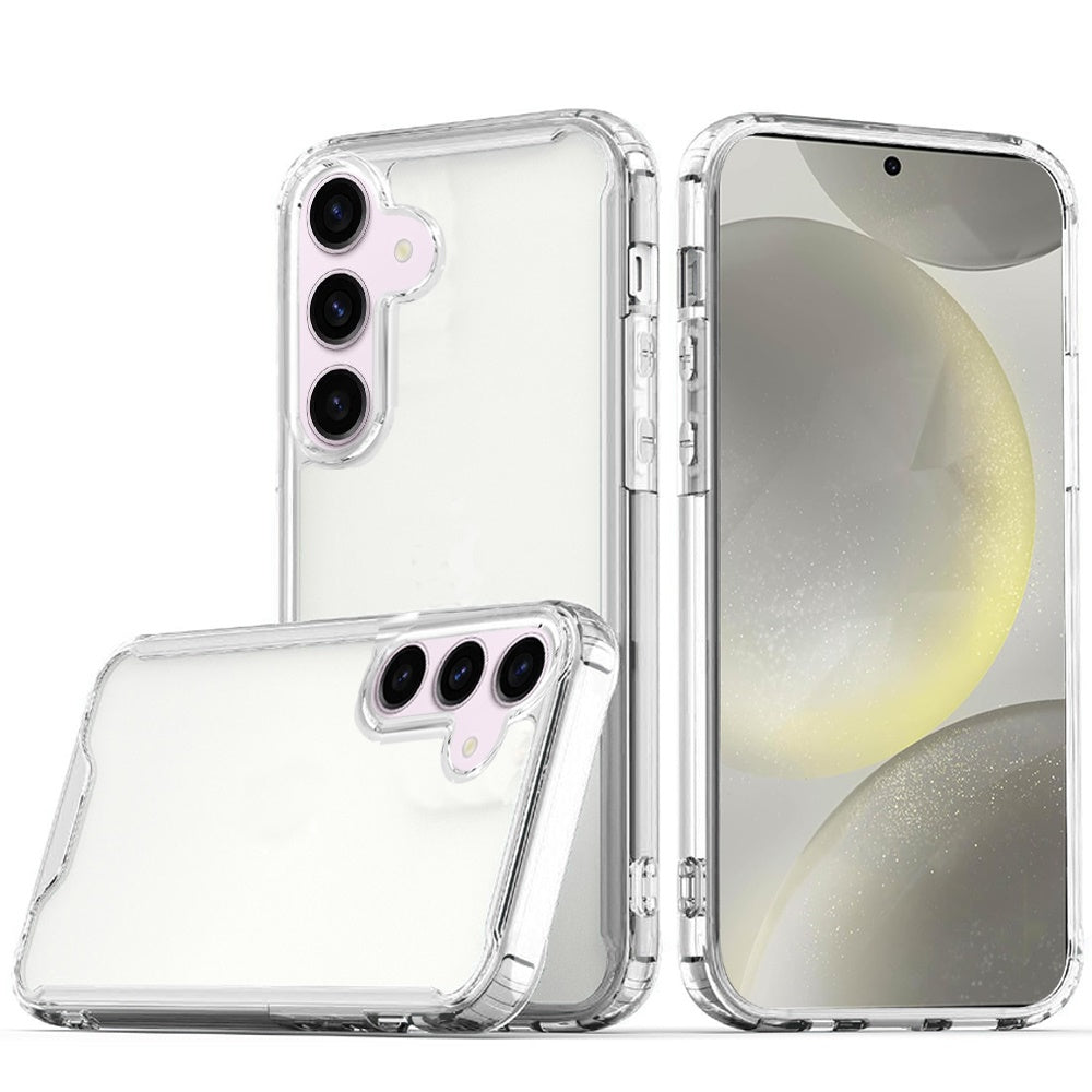 For Samsung Galaxy S25 /S24 Clear Colored Shockproof Transparent Hard PC + Rubber TPU Hybrid Bumper Shell Slim Protective Case Cover Clear+Clear