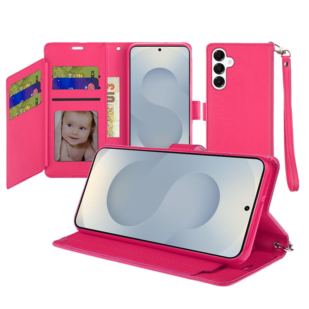 For Samsung Galaxy S25 FE, S25 Fan Edition Wallet Cases PU Leather with Credit Card /ID /Cash Holder Slot Dual Flip Book Pouch, Stand and Strap Case Cover