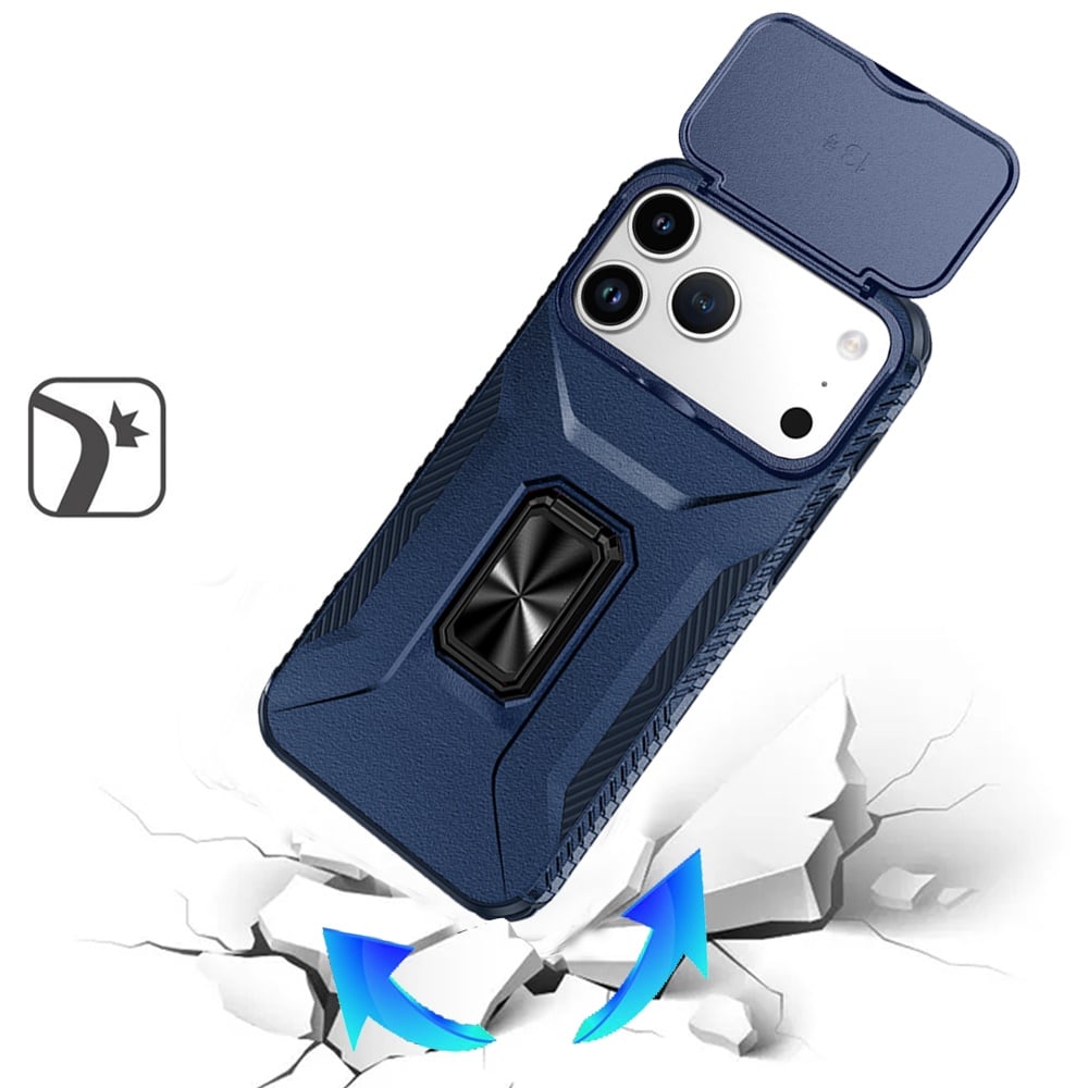 For Apple iPhone 17 Pro Max (6.9") Case, Camera Cover with Magnetic Rotation Ring Stand, Military Grade Hybrid Hard TPU Shockproof Case Cover