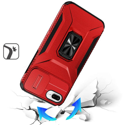 For iPhone 8 Plus / iPhone 7 Plus Case, Camera Cover with Magnetic Rotation Ring Stand, Military Grade Hybrid Hard TPU Shockproof Case Cover
