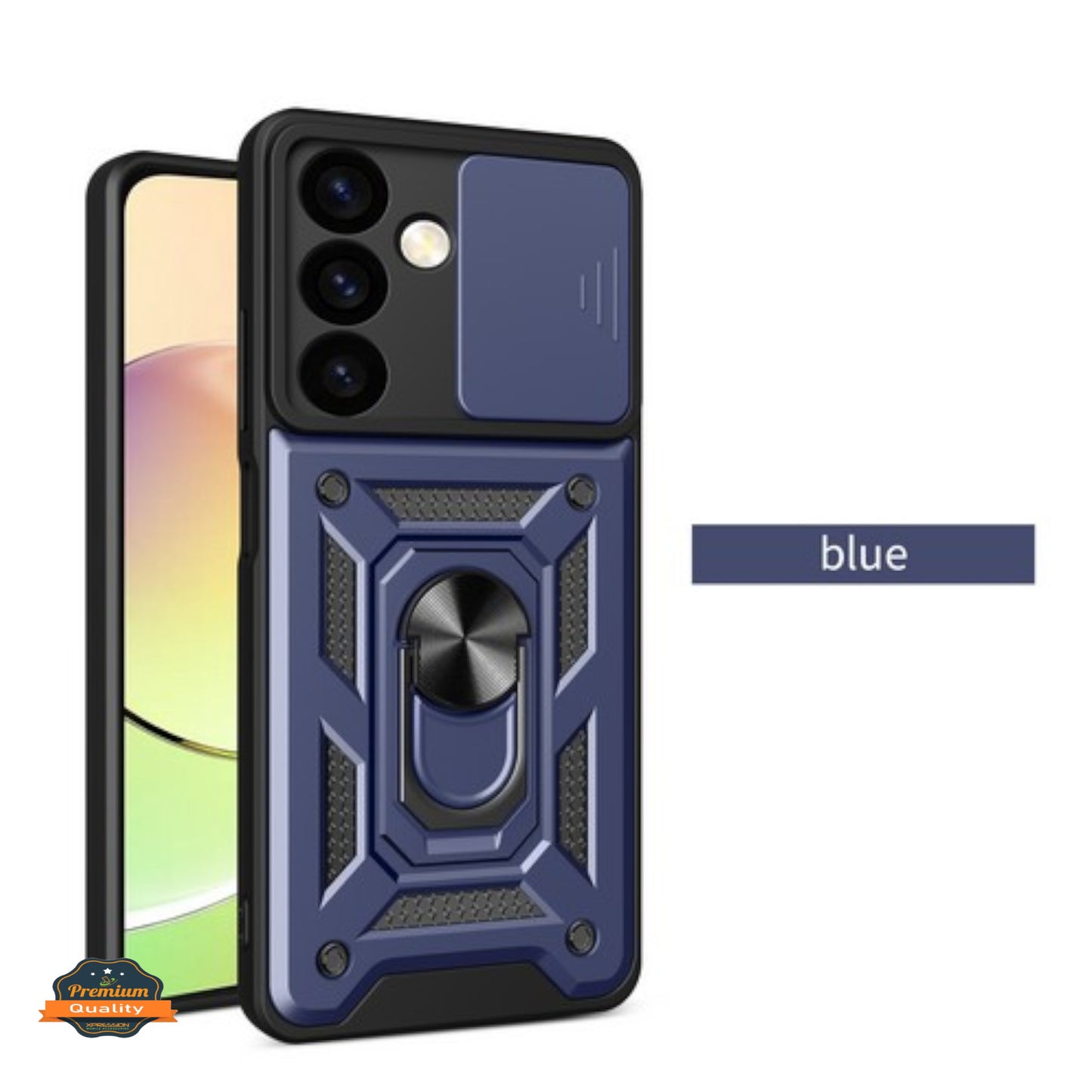 For Samsung Galaxy S26 Ultra Hybrid Shockproof, Built-in Sliding Camera Lens Protection with Magnetic Finger Ring Stand Holder Case Cover