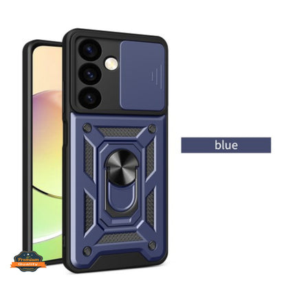 For Samsung Galaxy A26 Hybrid Shockproof, Built-in Sliding Camera Lens Protection with Magnetic Finger Ring Stand Holder Case Cover