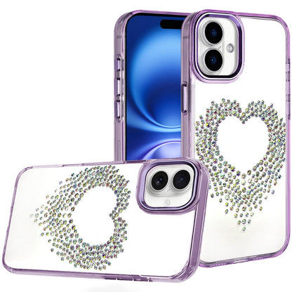 For Apple iPhone 17 (6.3") Angel Hearts Bling Glitter Diamond Hybrid TPU Cover, Colorful Frame Shockproof Protective Back Case Cover
