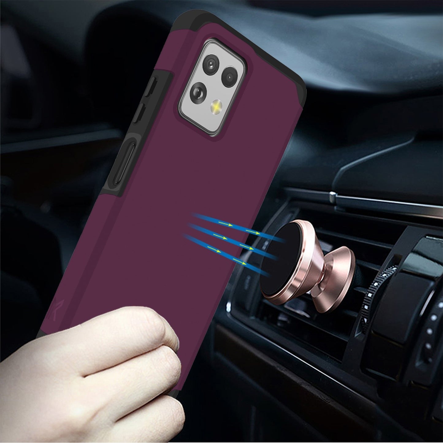 For Motorola Moto G Power 5G 2023 Fashion Graphic Design Hybrid 2in1 Tough Strong Hard PC TPU Frame, Magnet Mount Friendly, Shockproof Protection Case Cover Black