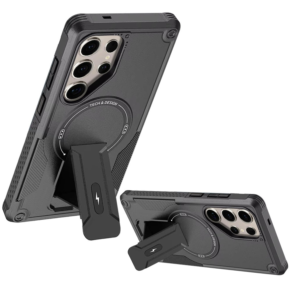 For Samsung Galaxy S25 Ultra Magnetic Invisible Kickstand Holder with Magsafe, Slim Fit Shockproof Hybrid Military Grade Heavy Duty Case Cover