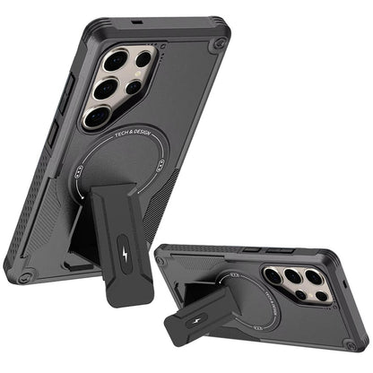 For Samsung Galaxy S25+ /S25 Plus /S24+ Plus Magnetic Invisible Kickstand Holder with Magsafe, Slim Fit Shockproof Hybrid Military Grade Heavy Duty Case Cover