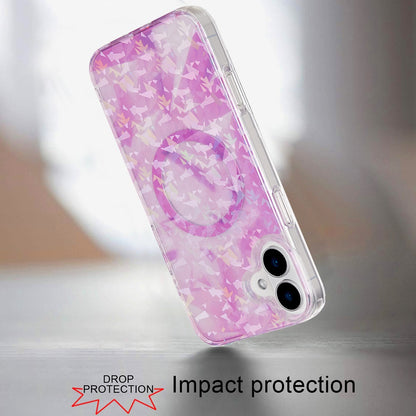 For Apple iPhone 16 Pro Max (6.9") Floral Pattern Design Cute Clear Hybrid Compatible with Magsafe Double Layer Soft TPU Hard PC Case Cover