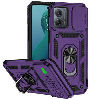 For Motorola Moto G 5G 2025 Hybrid Ring Shockproof with 360° Rotate Ring Kickstand, Camera Lens Protection, Soft Edge Bumper Case Cover Purple