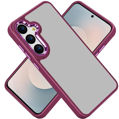 For Samsung Galaxy S26 Slim Fit Hybrid Transparent Thick Acrylic with Metal Buttons Frame Protective Hard PC + TPU Shockproof Case Cover