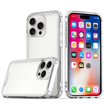 For Apple iPhone 16 Pro (6.3") Clear Colored Shockproof Transparent Hard PC + Rubber TPU Hybrid Bumper Shell Slim Case Cover Clear