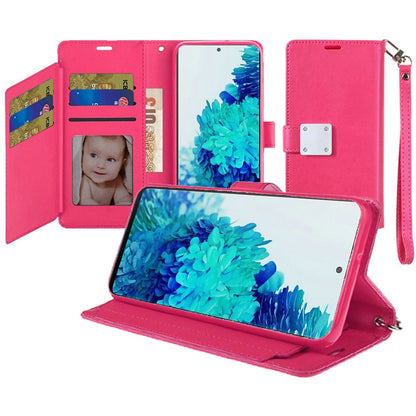 For iPhone 14 Pro Max (6.7") Wallet Case with ID/ Card Holder, Wristlet Strap, Magnetic TPU Protective Shockproof Folio Flip Case Cover