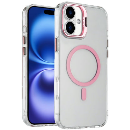 For Apple iPhone 17 (6.3") Magnetic Back MagSafe Compatible Transparent Hybrid Drop Protection with Metallic Camera Stand Case Cover