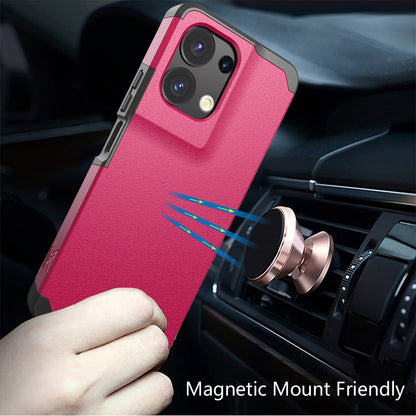 For TCL K32 5G Ultra Slim Corner Protection Shock Absorption Hybrid Dual Layer Hard PC + TPU Rubber Armor Defender Case Cover Fuchsia Pink