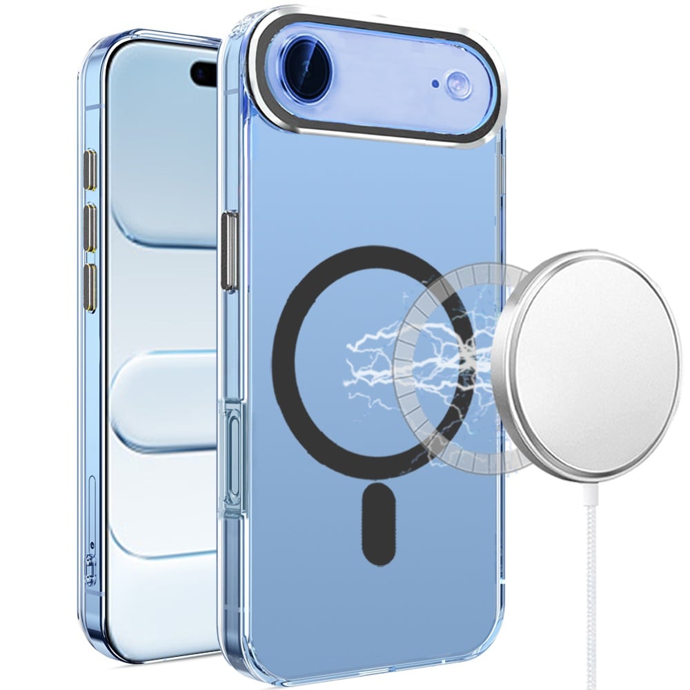 For Apple iPhone 17 Air (6.6") Clear Transparent Case Matching Circle Design, Hybrid TPU Hard Shell, Support Magsafe Charger Case Cover Black
