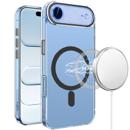 For Apple iPhone 17 Air (6.6") Clear Transparent Case Matching Circle Design, Hybrid TPU Hard Shell, Support Magsafe Charger Case Cover Black