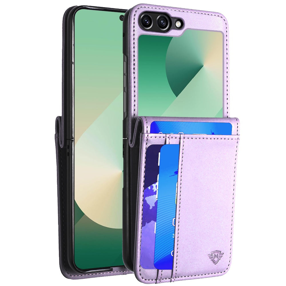 For Samsung Galaxy Z Flip 7 Wallet Case PU Leather Back Storage with Card ID Slot, Pocket Holder, Hybrid Protective Case Cover