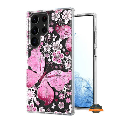 For Samsung Galaxy S25 Ultra Hybrid Clear Frame with Trendy Pattern Design, Shockproof Hard Back & TPU Rubber Case Cover