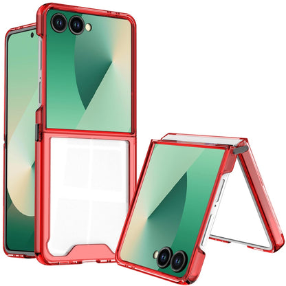 For Samsung Galaxy Z Flip 7 FE Transparent Hybrid Shockproof Hard PC Slim Durable TPU Bumper Protection Case Cover Red