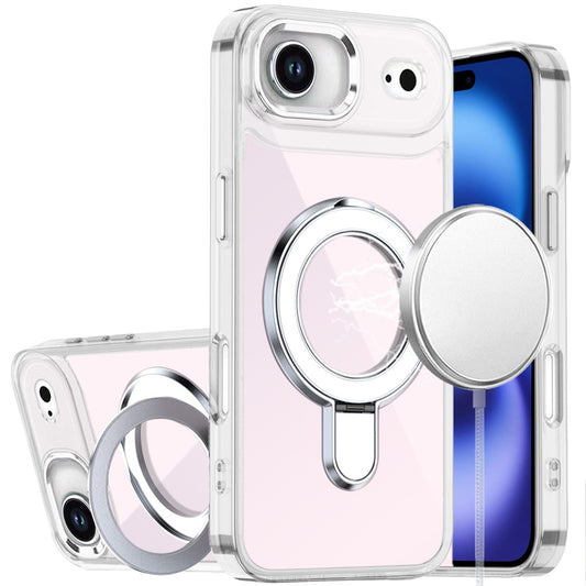 For Apple iPhone 17 AIR Chrome Hybrid with Rotating Magnetic Circle Ring Stand, Slim Shockproof Hybrid Case Cover