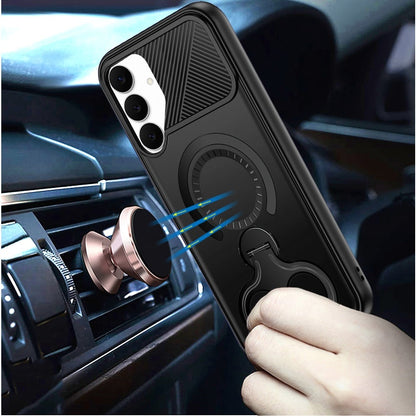 Phone Case for Samsung Galaxy S25 FE, S25 Fan Edition Magnetic 2 Ring Stand Car Mount Friendly Shockproof Rugged Grip Armor Dual Ring Kickstand Heavy Duty Hybrid Cover Black