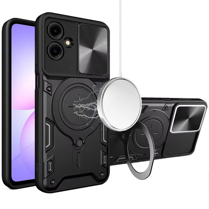 For Samsung Galaxy A07 Hybrid Magnetic 360° Ring Kickstand, MagSafe Compatible, Durable Full Camera Lens Protection Case Cover