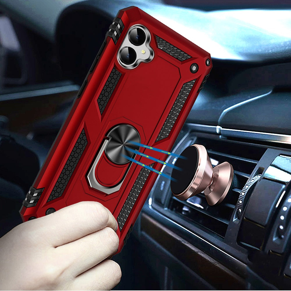 For Samsung Galaxy A06 Hybrid Durable 360 Degree Rotatable Ring Stand Holder Kickstand Fit Magnetic Car Mount Case Cover