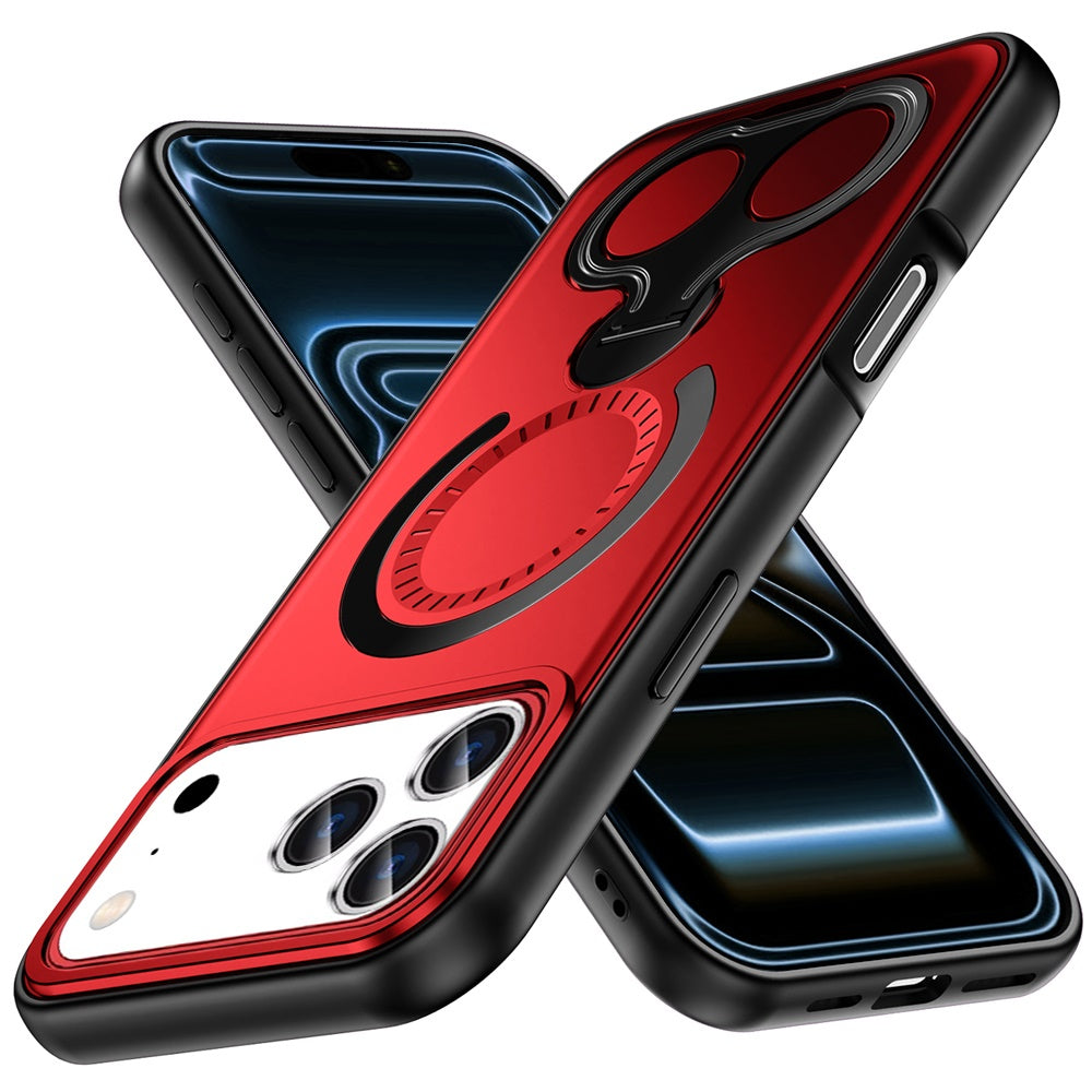 For Apple iPhone 17 Pro Max (6.9") Hybrid with Invisible 2 Hole Ring Stand Magnetic back Car Mount Friendly Protector Case Cover