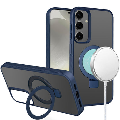 For Samsung Galaxy S25 /S24 Magnetic Circle Kickstand with MagSafe Compatibility, Matte Skin, Rugged Bumper, and Ring Holder Case Cover