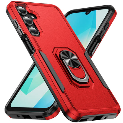 For Samsung Galaxy A17 5G Hybrid Rugged Tough 2in1 Drop-Proof Protection Military Grade Armor with Metal Ring Stand Case Cover