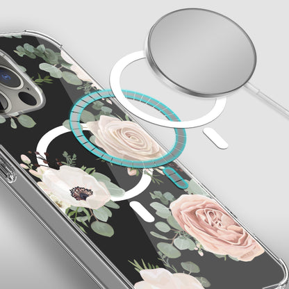 For Apple iPhone 17E /16E Hybrid Flower Design Stylish Fashion Case, MagSafe Compatible, Thick Shockproof Hard PC Case Cover