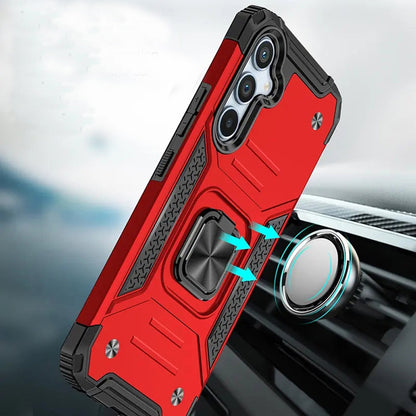 For Samsung Galaxy A37 Armor Hybrid Magnetic Stand with Ring Holder Kickstand Shockproof Heavy-Duty Durable Rugged TPU Dual Layer Case Cover